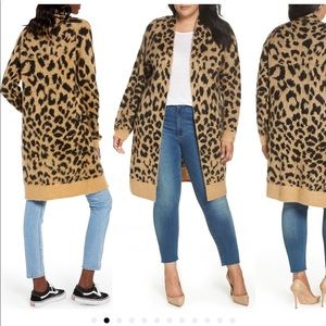 BP long Leopard Jacquard Cardigan